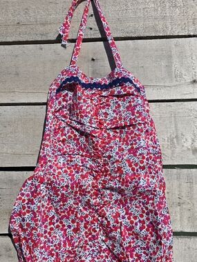 Girls Pink Floral One-Piece Bodysuit with Halter Ties Designer Brand